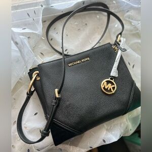 Michael Kors Triple Compartment Black Nicole Crossbody Bag